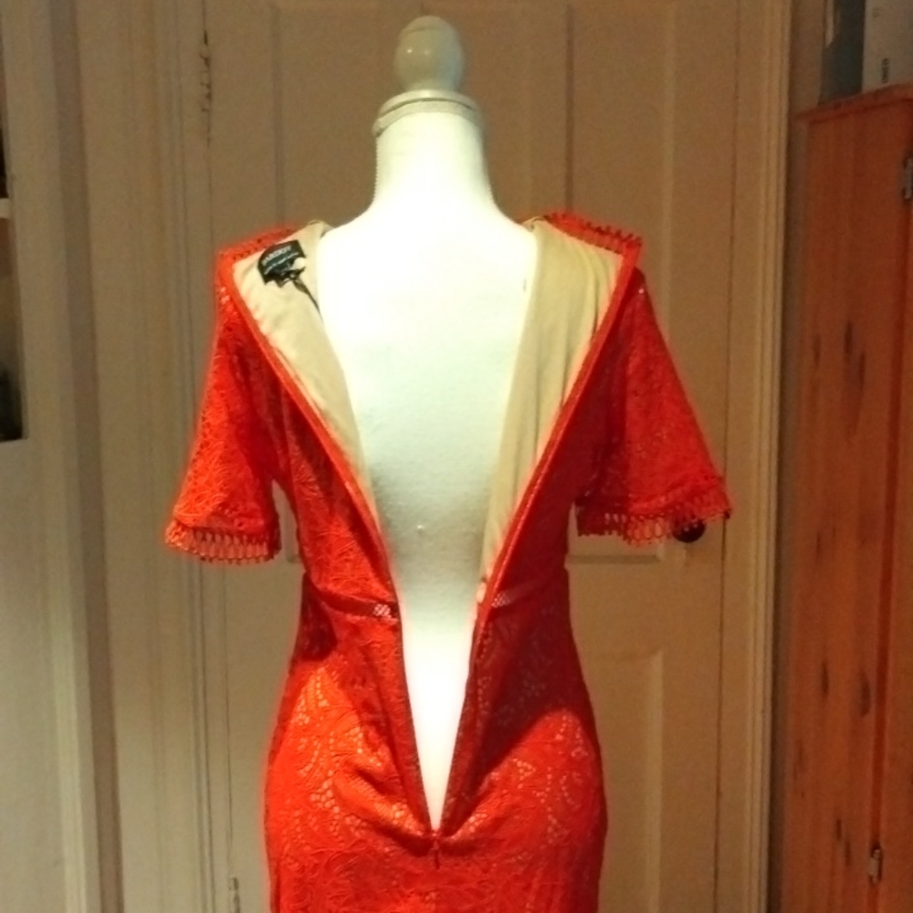 Theodora Lace Dress in Fire Red - Picture 12 of 16